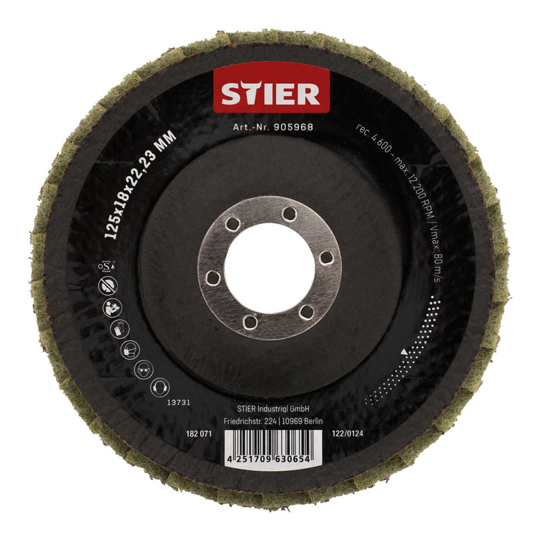 STIER Vlies Fächerschleifscheiben 125 x 18 x 22,23 mm mittel 5 Stk.