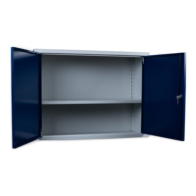 STIER Wandschrank, sichere platzsparende Aufbewahrung, blau