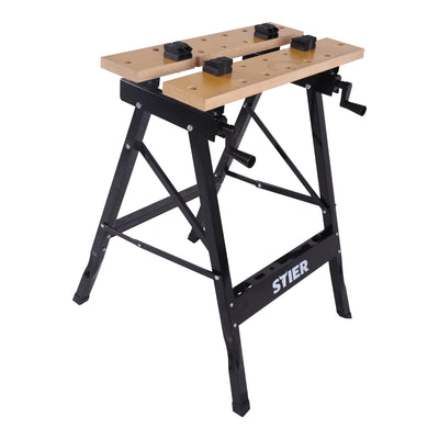 STIER workbench with clamping jaws foldable clamping table space-saving mobile