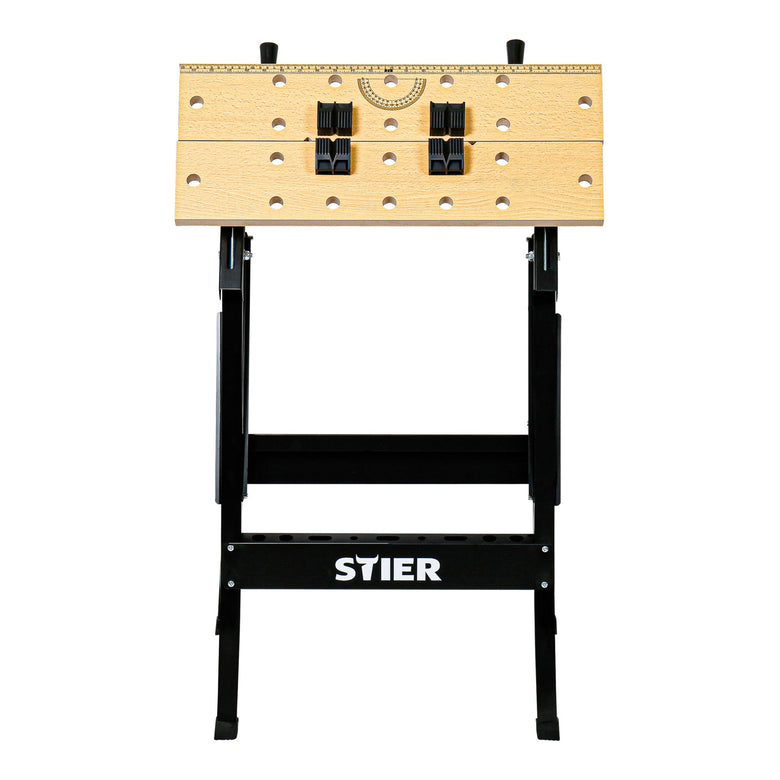 STIER workbench with clamping jaws foldable clamping table space-saving mobile