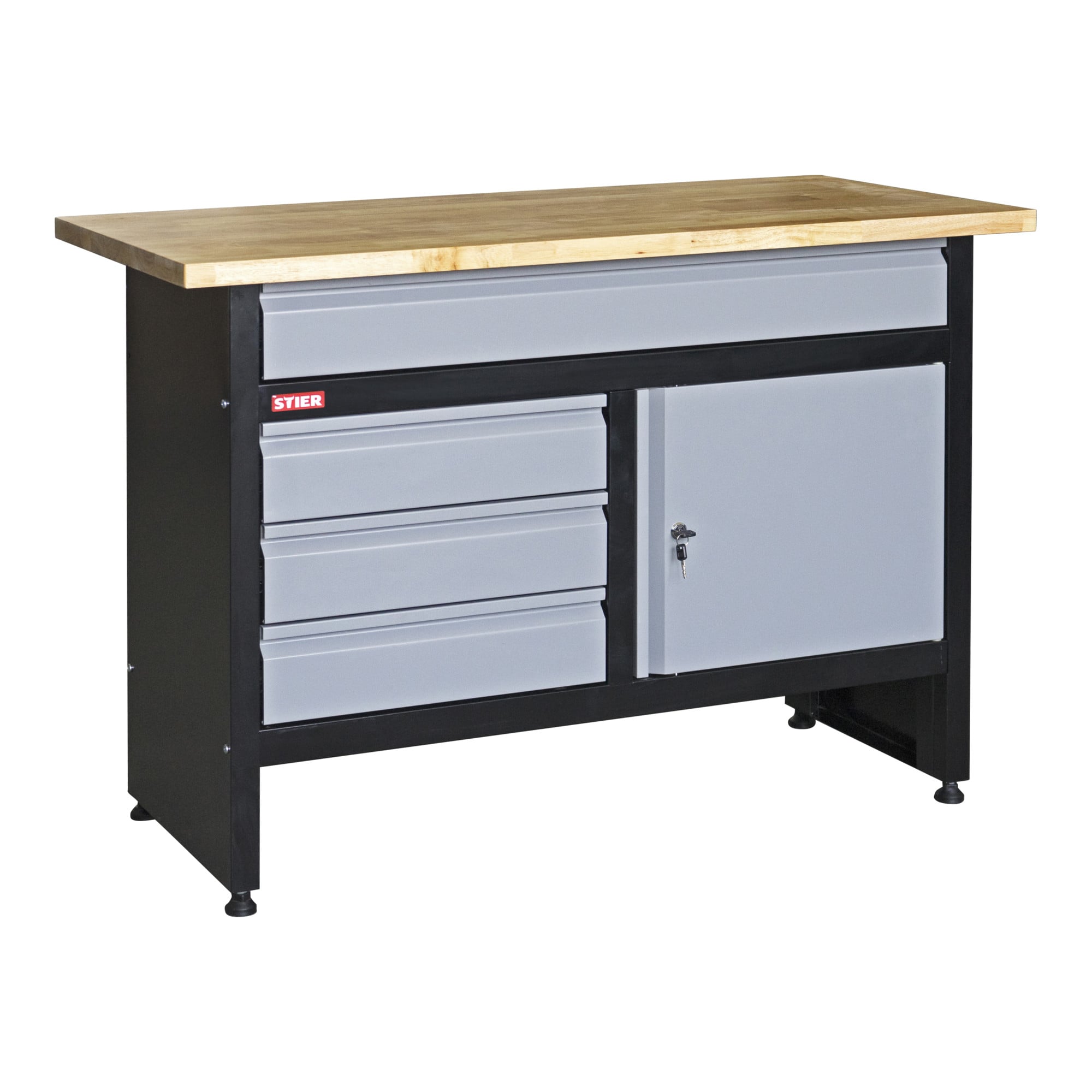 STIER Werkbank Basic 4 Schubladen Belastbarkeit 300 kg BxTxH 1200x600x840 mm mit