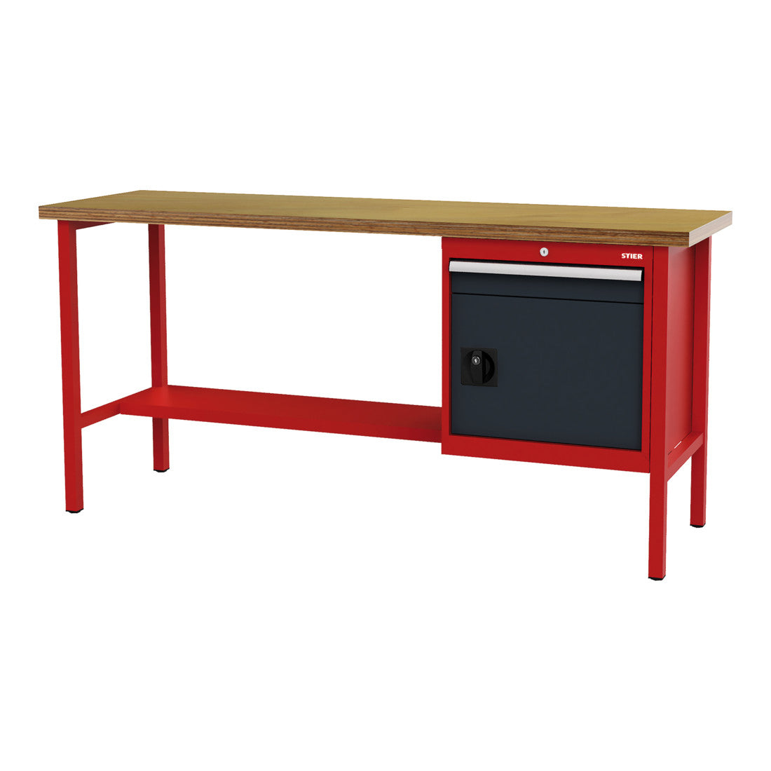 STIER workbench with 1 drawer and 1 door WxDxH 2000x600x960 mm RAL 3020 / RAL