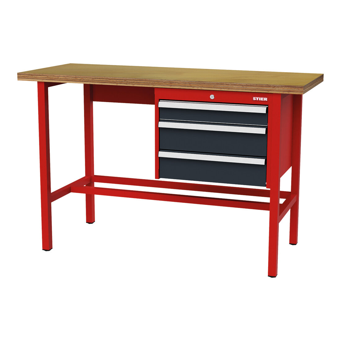 STIER Werkbank mit 1x100 2x150 mm Schubladen BxTxH 1500x600x960 mm RAL 3020 /