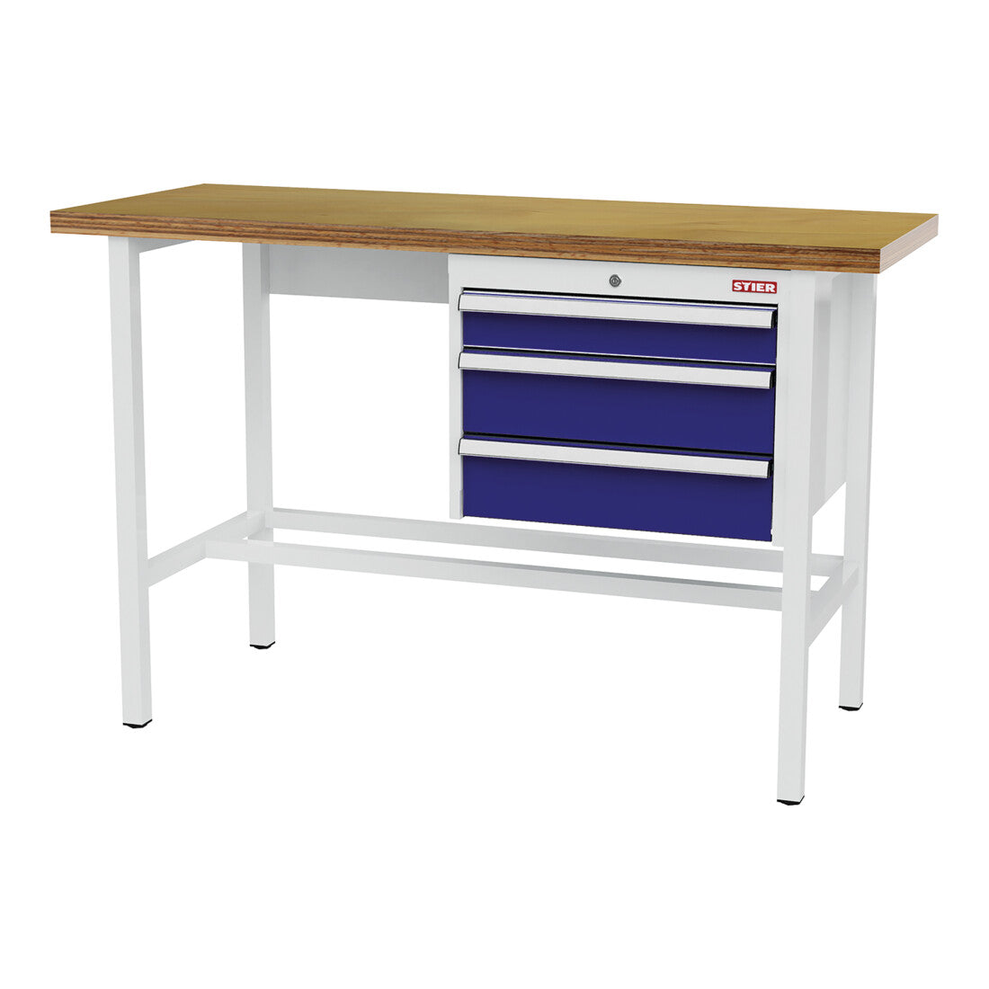 STIER workbench with 1x100 2x150 mm drawers WxDxH 1500x600x960 mm RAL 7035 /