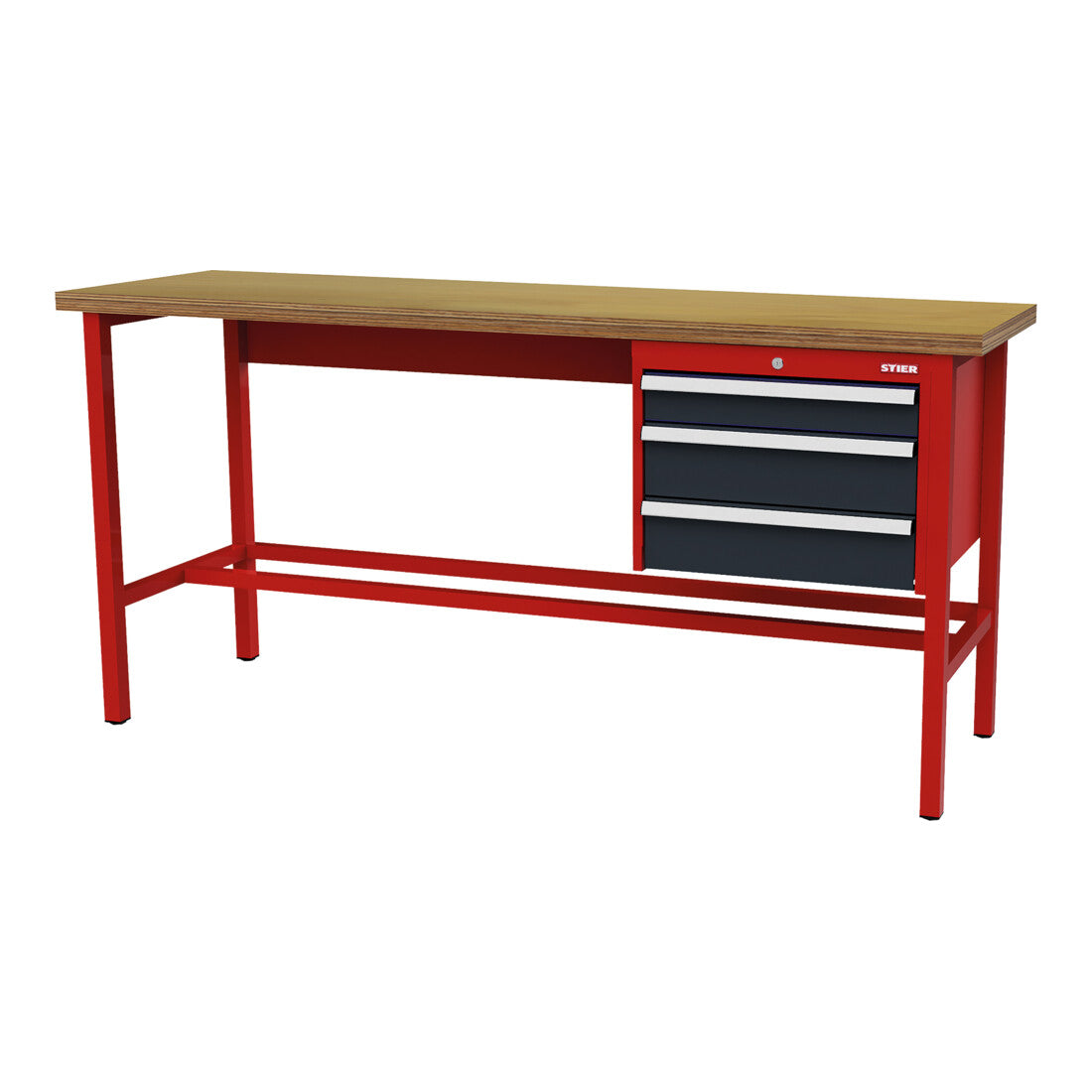 STIER Werkbank mit 1x100 2x150 mm Schubladen BxTxH 2000x600x960 mm RAL 3020 /
