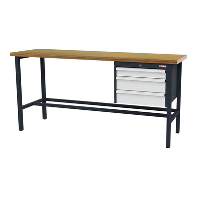 STIER Werkbank mit 1x100 2x150 mm Schubladen BxTxH 2000x600x960 mm RAL 7016 /