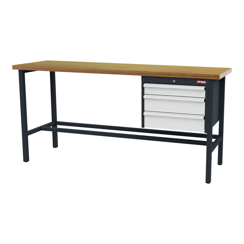 STIER Werkbank mit 1x100 2x150 mm Schubladen BxTxH 2000x600x960 mm RAL 7016 /