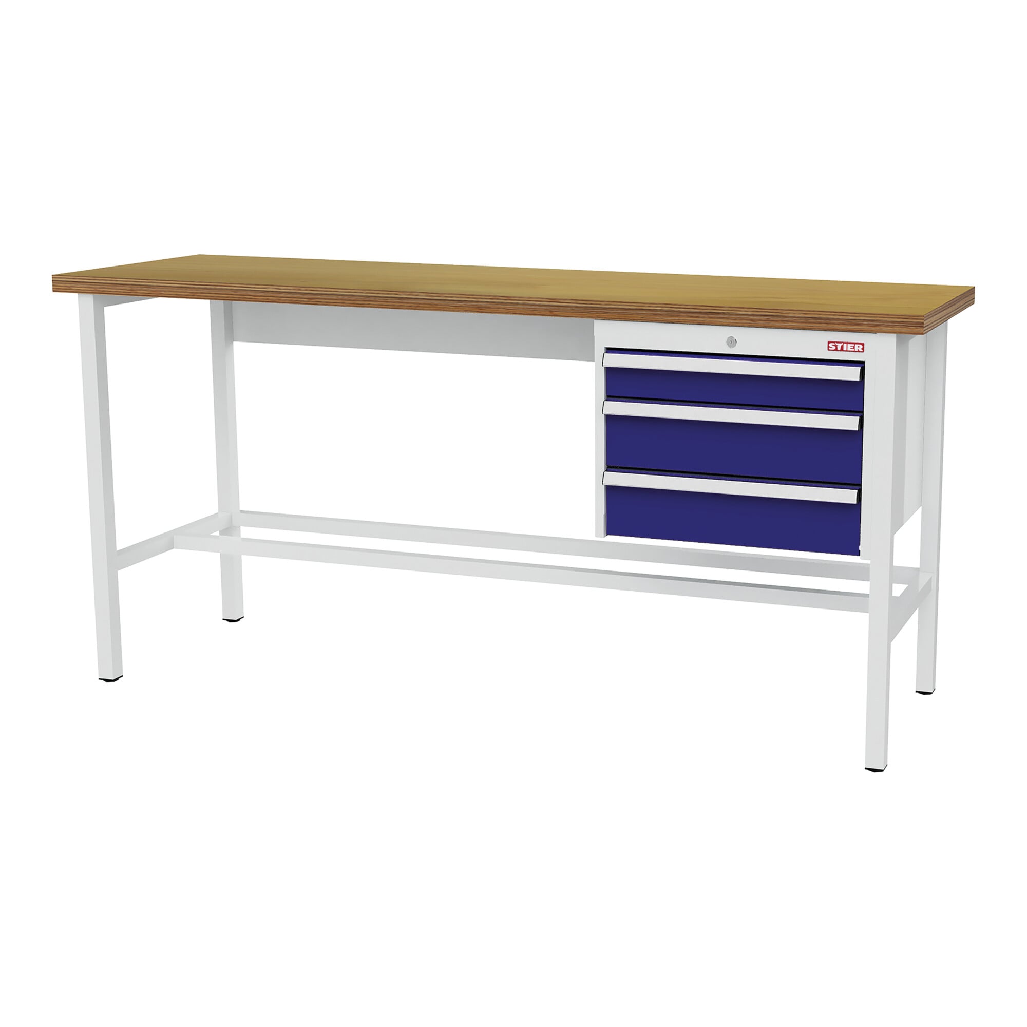 STIER Werkbank mit 1x100 2x150 mm Schubladen BxTxH 2000x600x960 mm RAL 7035 /