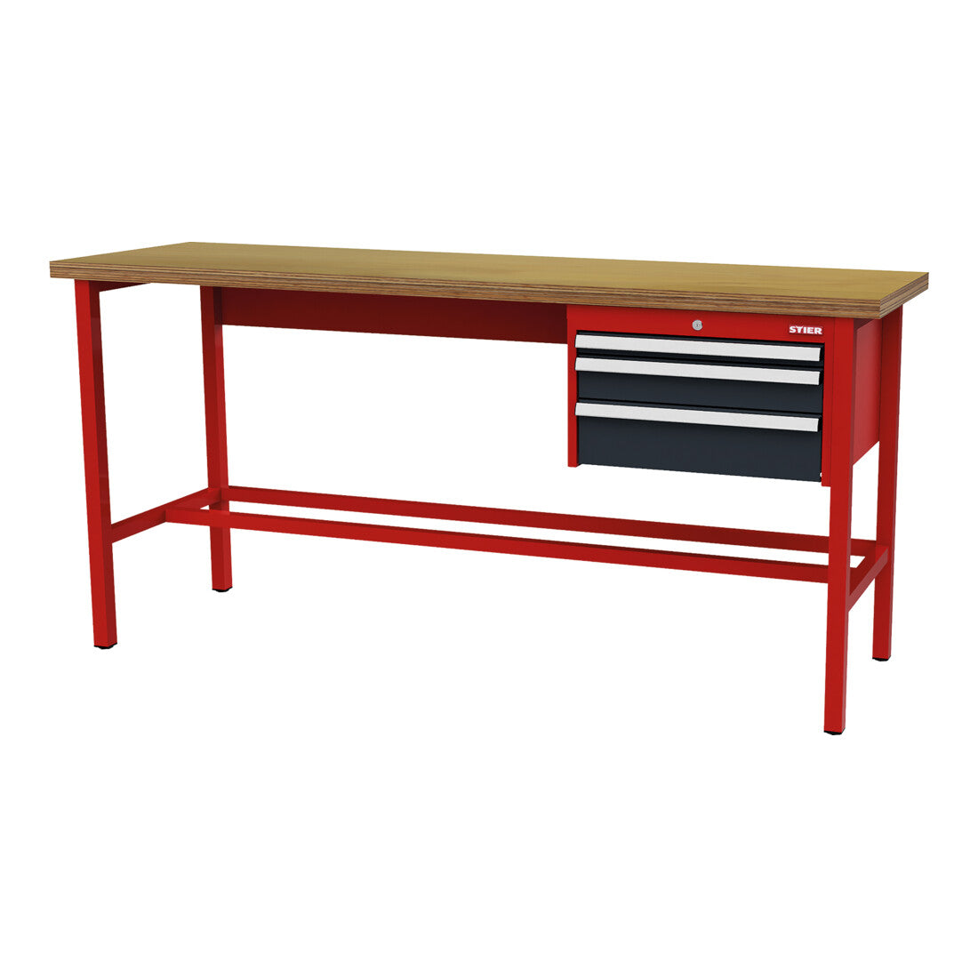 STIER Werkbank mit 1x50 1x100 1x150 mm Schubladen BxTxH 2000x600x960 mm RAL 3020
