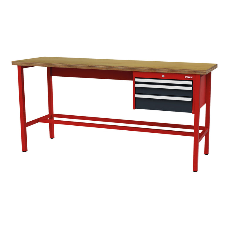 STIER Werkbank mit 1x50 1x100 1x150 mm Schubladen BxTxH 2000x600x960 mm RAL 3020