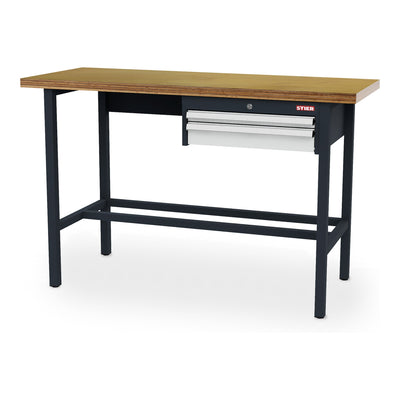 STIER Werkbank mit 1x50 1x100 mm Schubladen BxTxH 1500x600x960 mm RAL 7016 / RAL