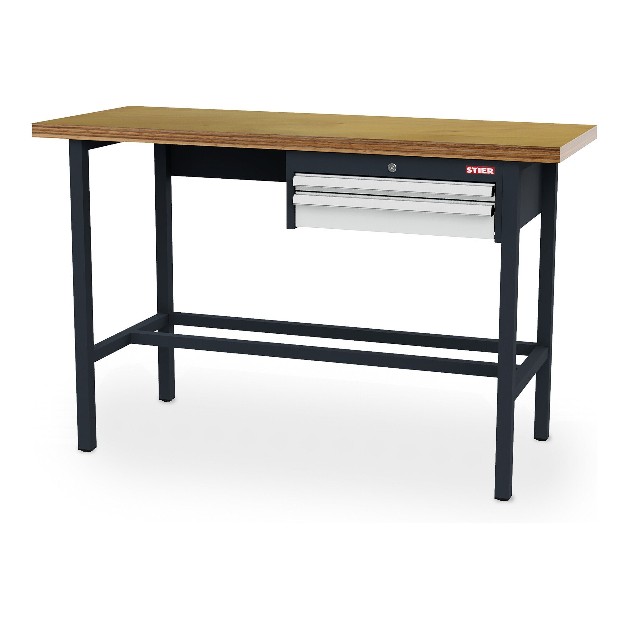 STIER workbench with 1x50 1x100 mm drawers WxDxH 1500x600x960 mm RAL 7016 / RAL
