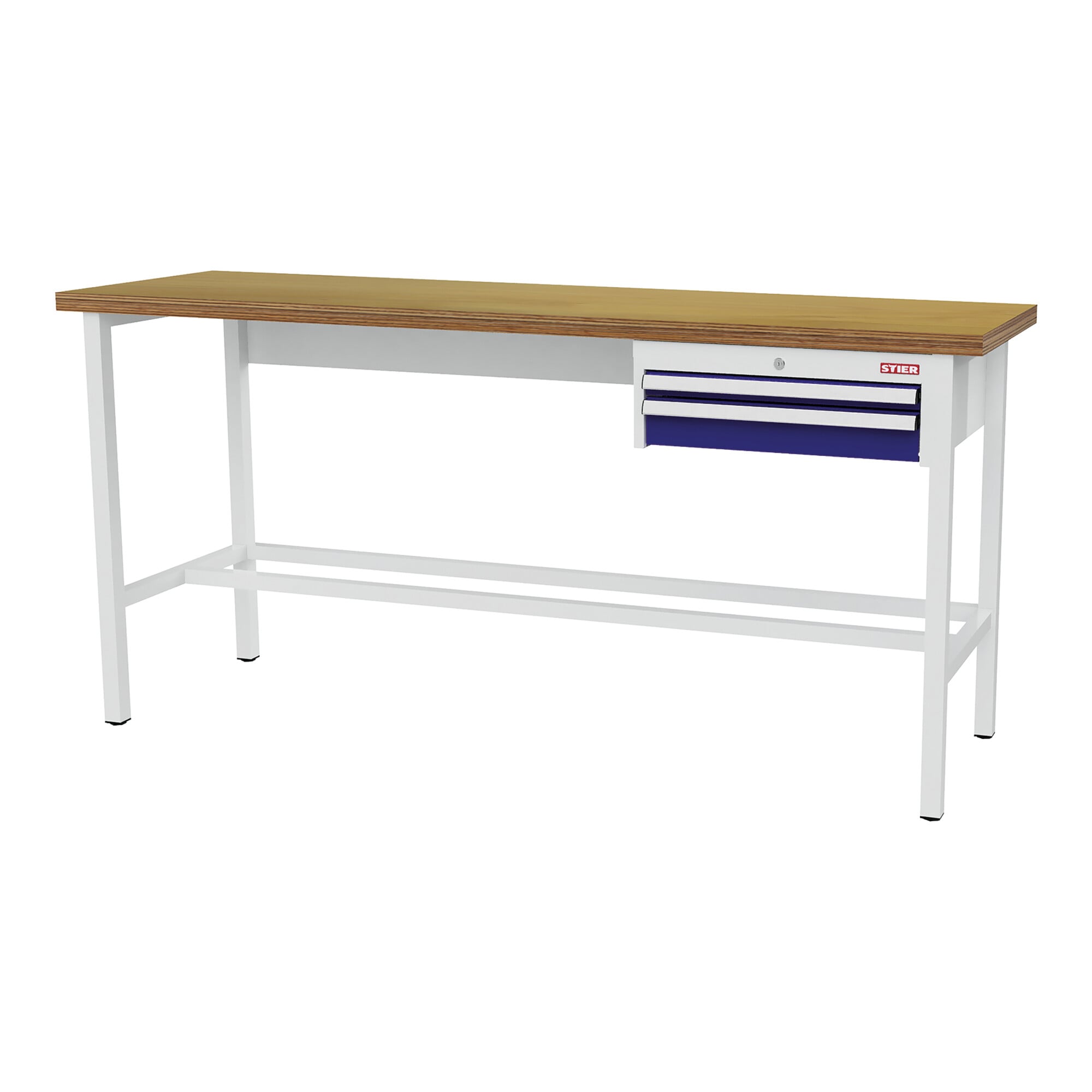 STIER Werkbank mit 1x50 1x100 mm Schubladen BxTxH 2000x600x960 mm RAL 3020 / RAL