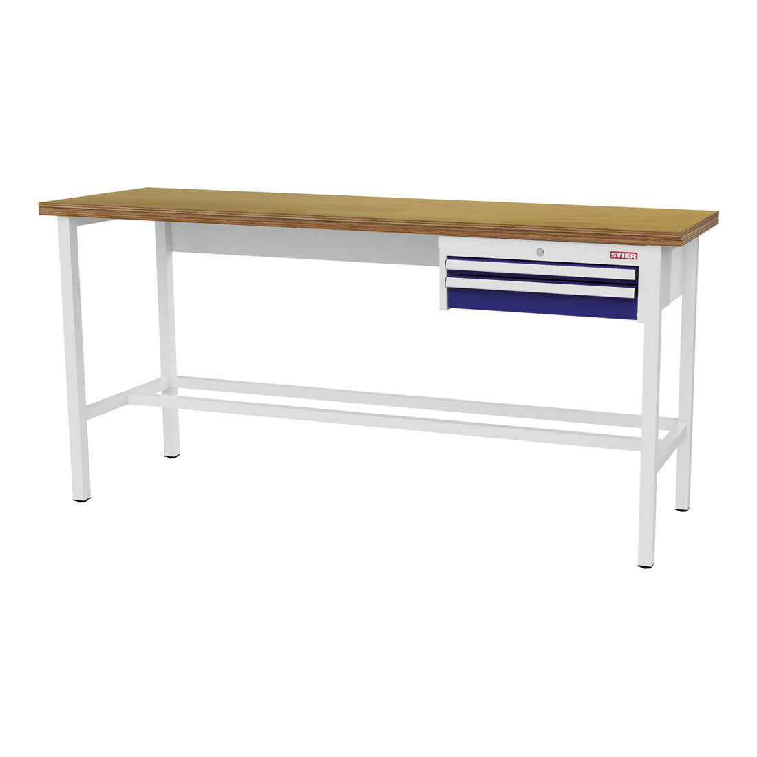 STIER Werkbank mit 1x50 1x100 mm Schubladen BxTxH 2000x600x960 mm RAL 3020 / RAL