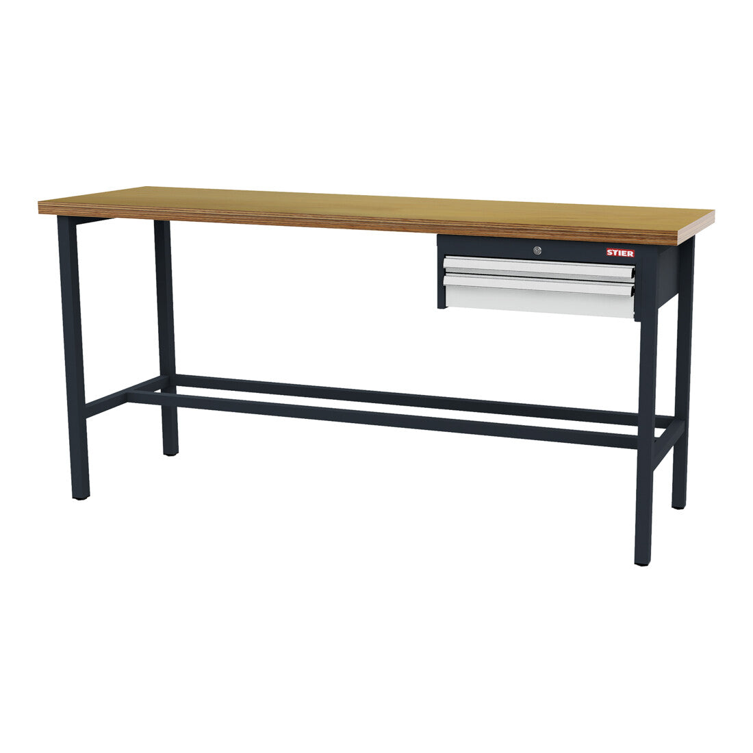 STIER Werkbank mit 1x50 1x100 mm Schubladen BxTxH 2000x600x960 mm RAL 7016 / RAL