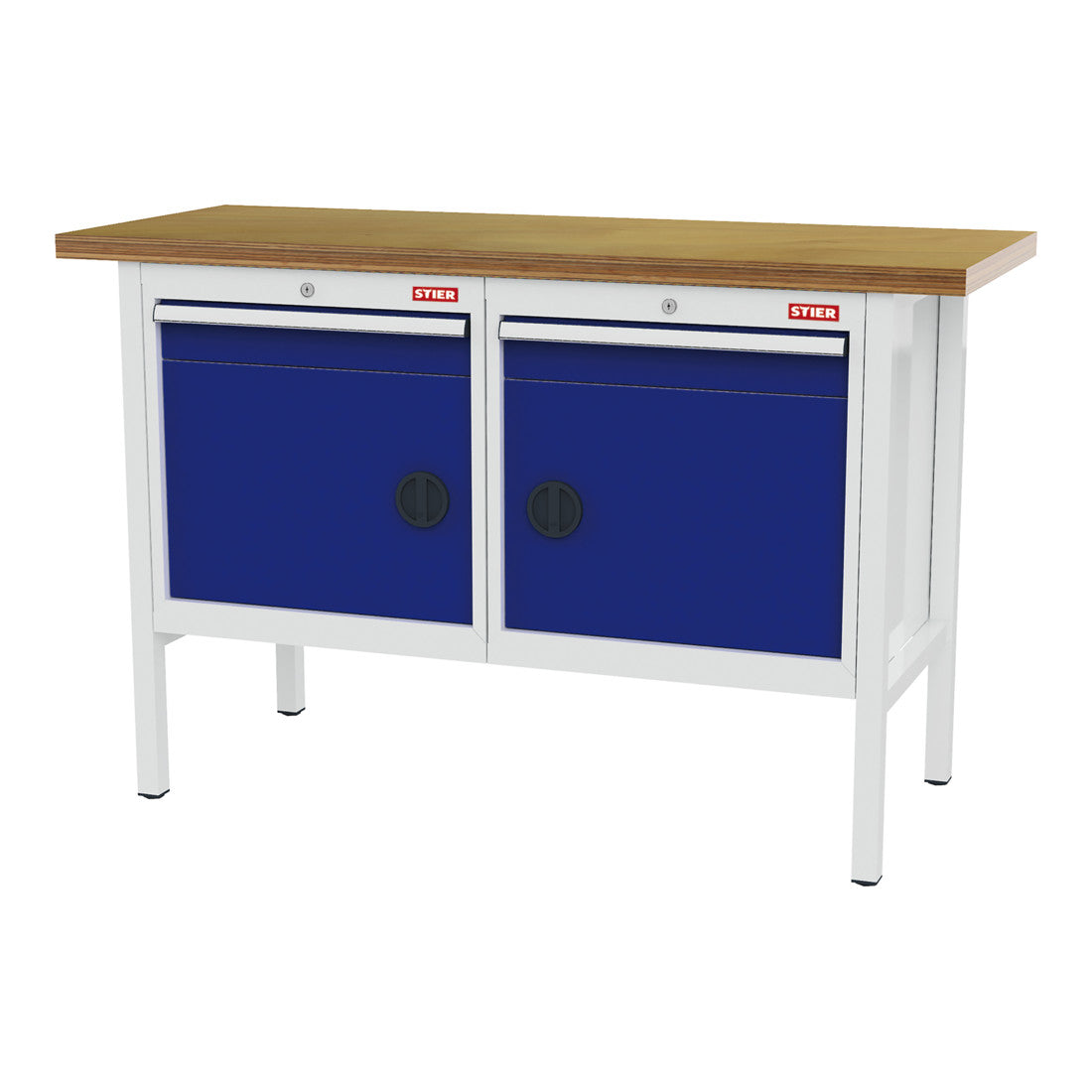 STIER Werkbank mit 1 Schublade und 1 Tür BxTxH 1500x600x960 mm RAL 7035 / RAL 5010