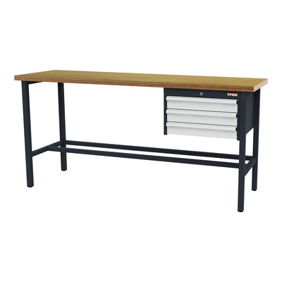 STIER Werkbank mit 3x100 mm Schubladen BxTxH 2000x600x960 mm RAL 7016 / RAL 7035
