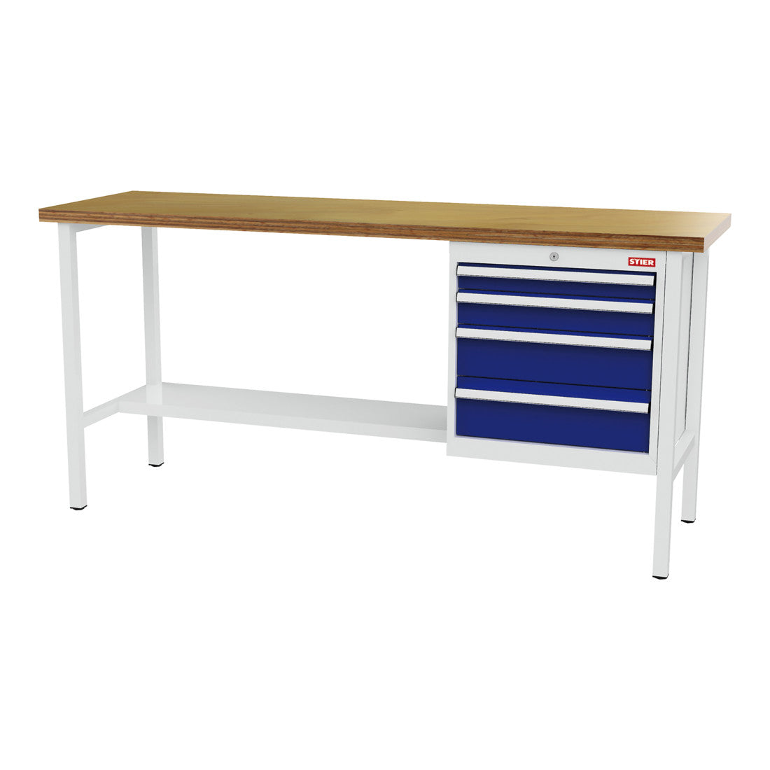 STIER Werkbank mit 1 Schublade und 1 Tür BxTxH 1500x600x960 mm RAL 7035 / RAL 5010