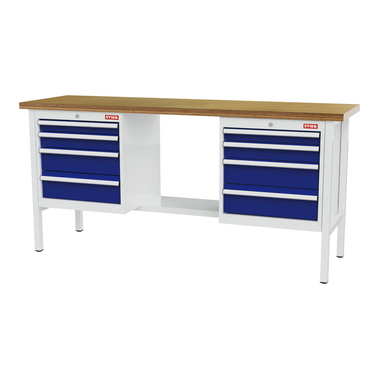 STIER Werkbank mit 1 Schublade und 1 Tür BxTxH 1500x600x960 mm RAL 7035 / RAL 5010
