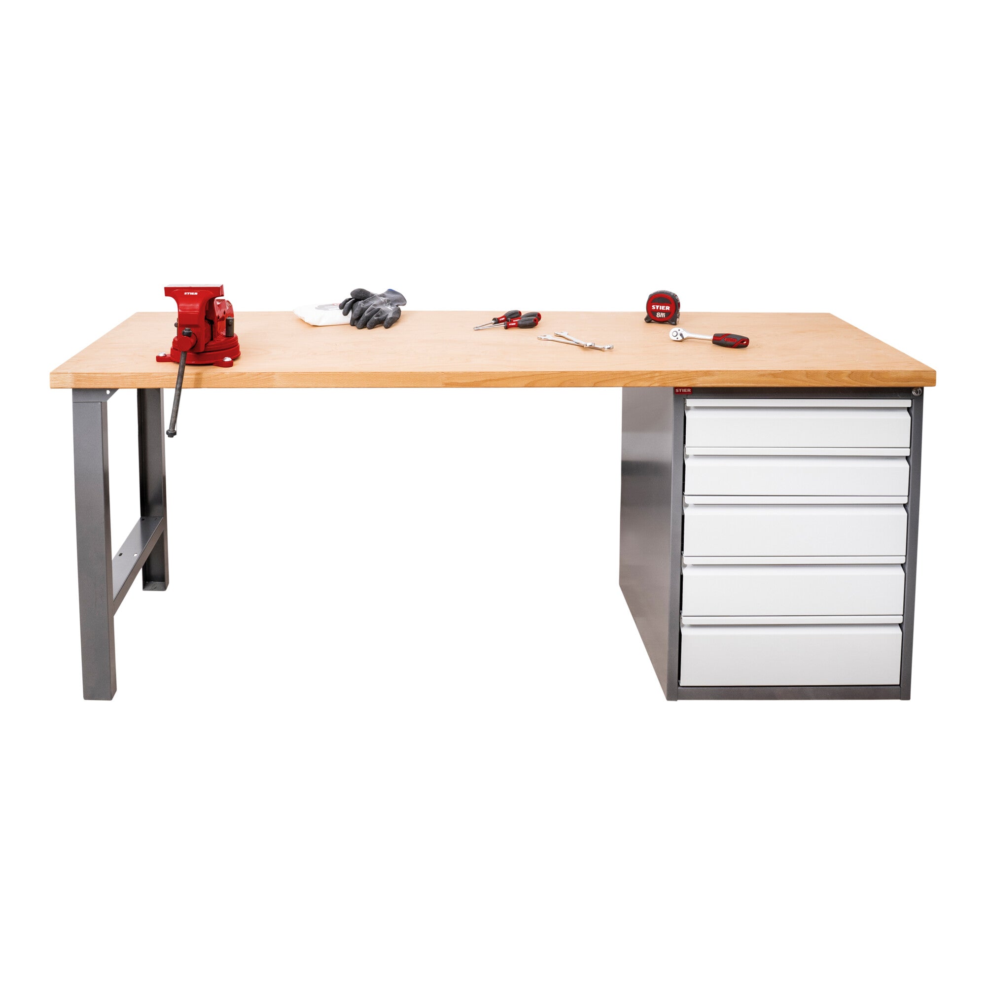 STIER Workbench Premium, 5 drawers, various sizes, work table Made in Germany