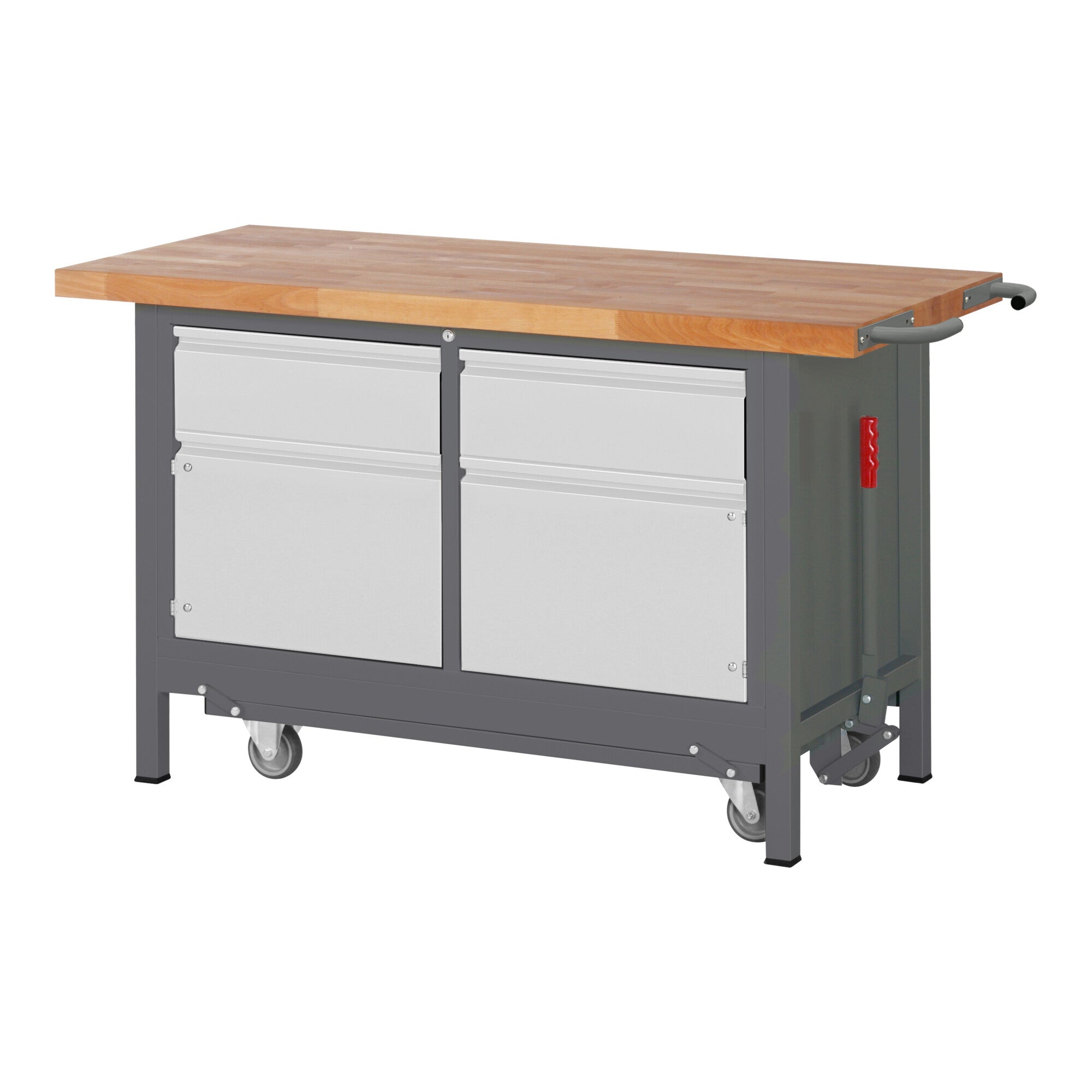 STIER Premium workbench with abs. chassis, 2 drawers and 2 hinged doors (WxDxH)