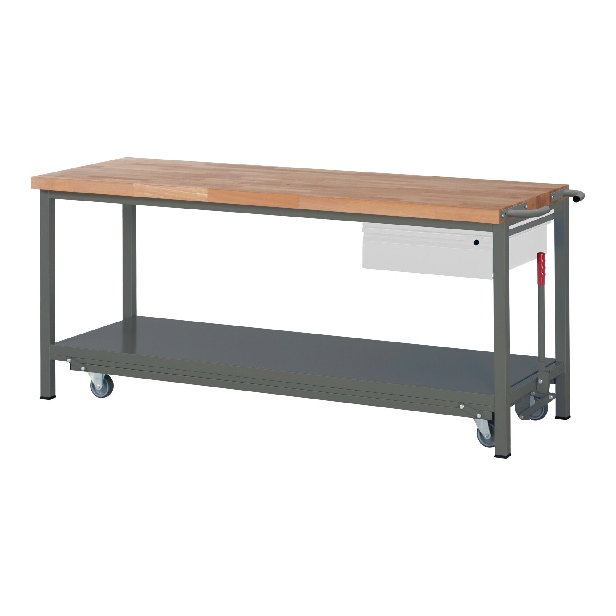 STIER Werkbank Premium mit abs. Fahrgestell und 1 Schublade BxTxH 2000x700x880