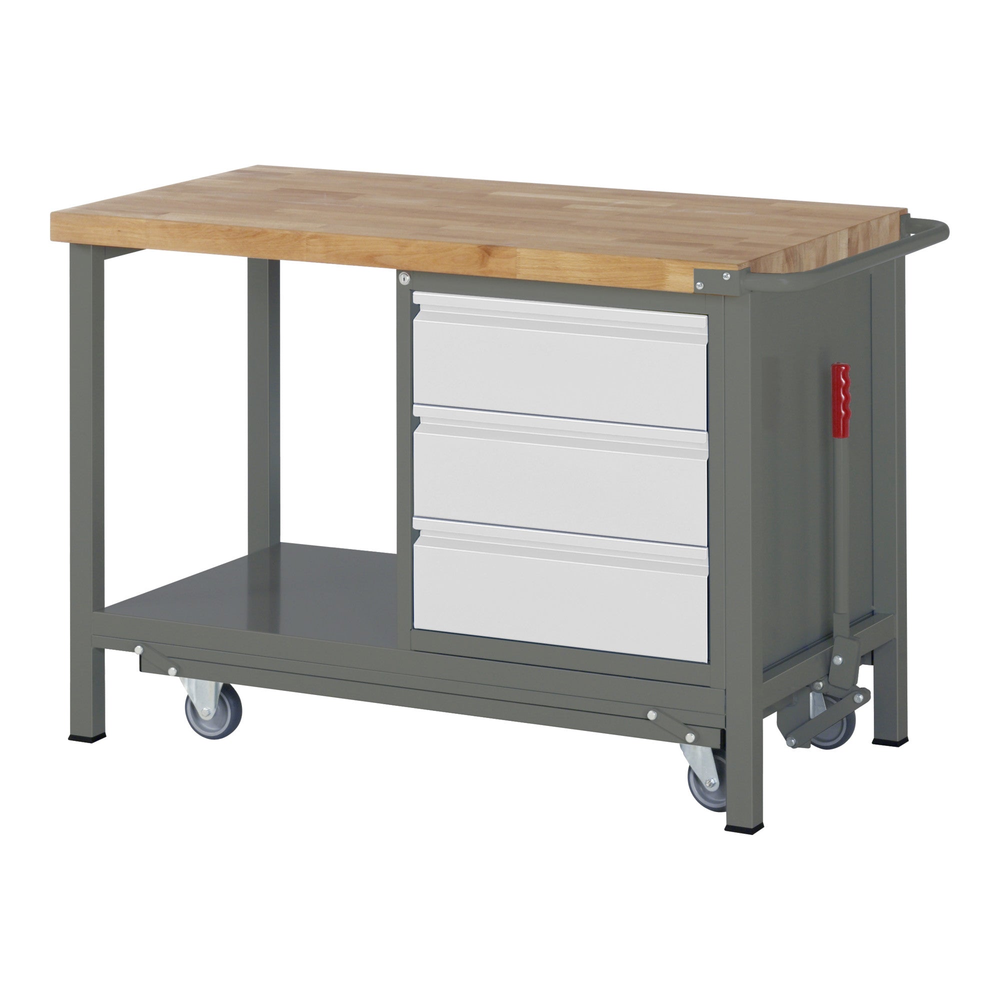 STIER Werkbank Premium mit abs. Fahrgestell und 3 Schubladen
