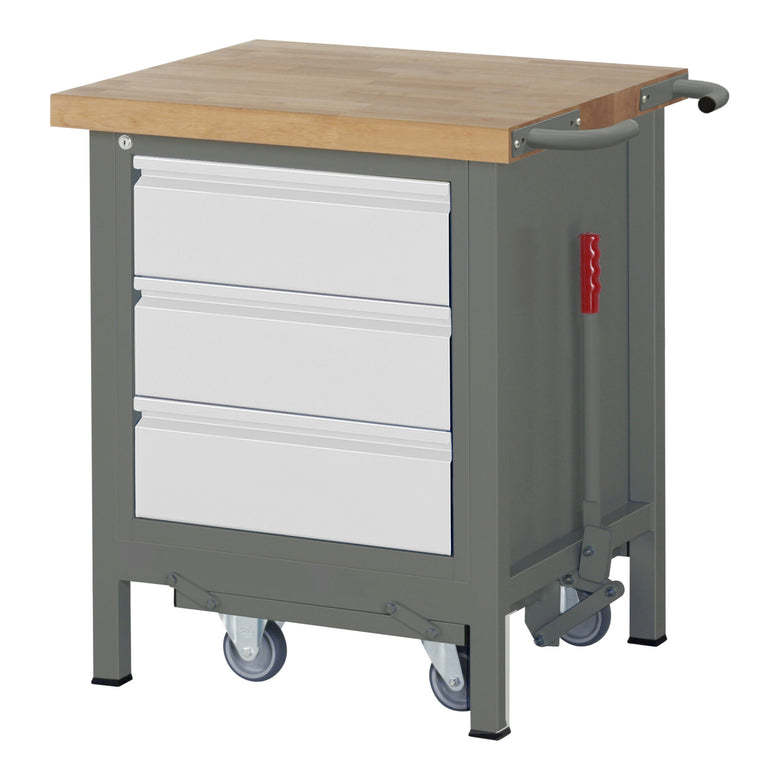 STIER Premium workbench with abs. chassis and 3 drawers