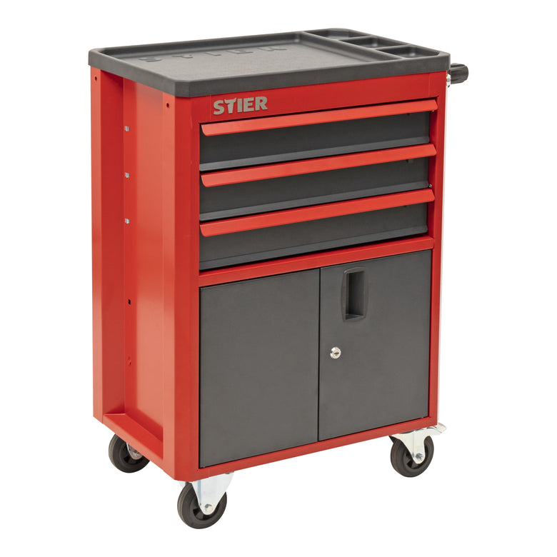 STIER workshop and cabinet trolley unequipped lockable with 3 drawers each 2