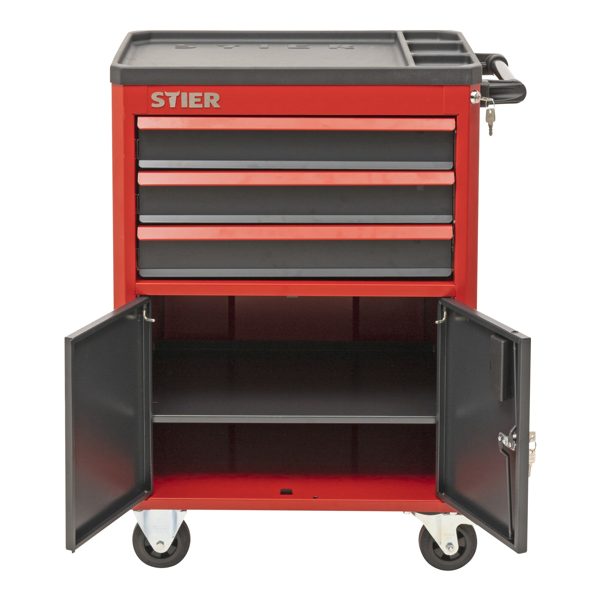 STIER workshop and cabinet trolley unequipped lockable with 3 drawers each 2