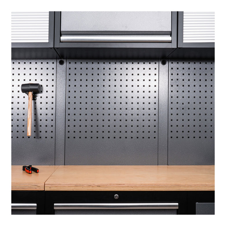 STIER Werkstatteinrichtung Basic 3-teilig mit Lochwand und Multiplex-Arbeitsplatte BxTxH 2275x460x2000mm