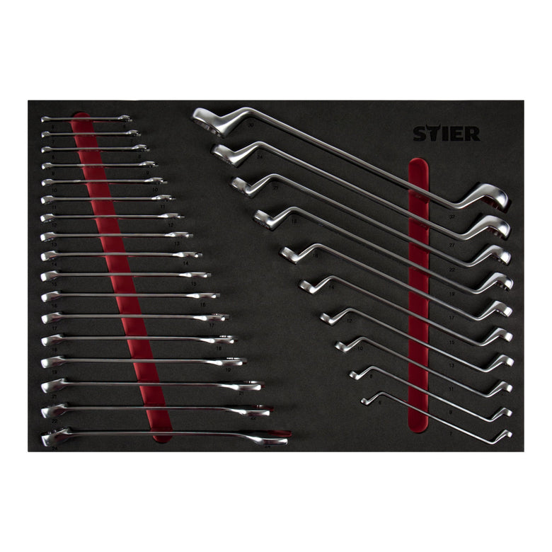 STIER Black workshop trolley equipped with 241 tools in soft foam insert