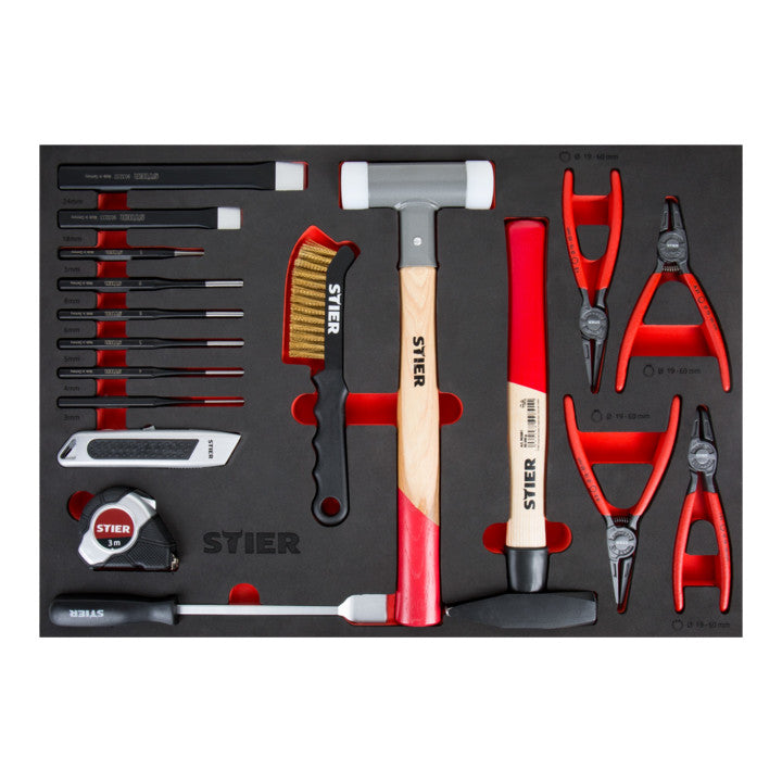 STIER Premium workshop trolley equipped with 241 pieces and plastic cover