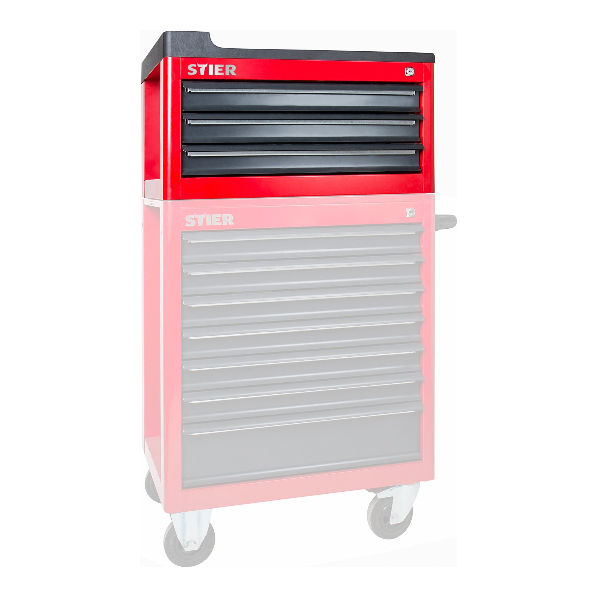 STIER Werkstattwagenaufsatz leer 3 Schubladen einfache Montage auf Werkzeugwagen