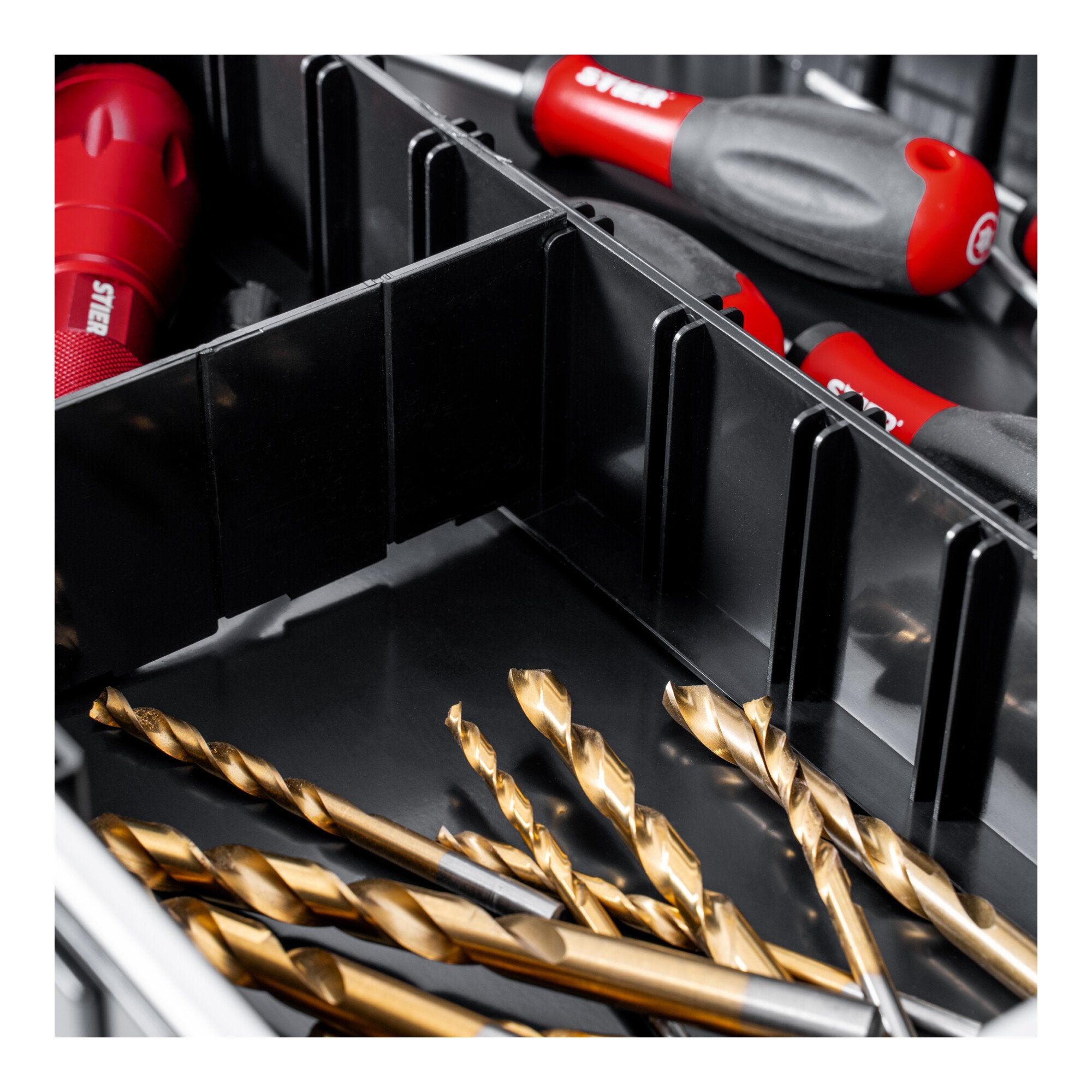 STIER Werkzeugkoffer Basic leer Werkzeugkiste schwarz ABS-Kunststoff