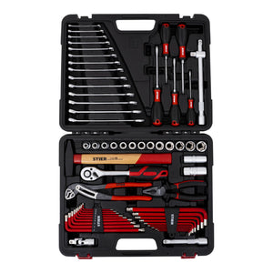 STIER tool case with 60-piece tool assortment including reversible ratchet
