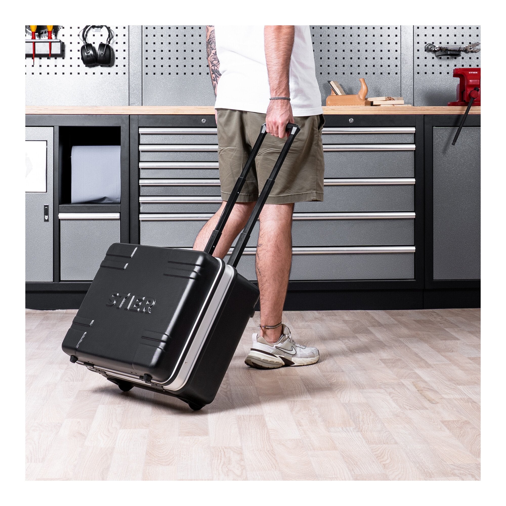 STIER Werkzeugkoffer Trolley leer schwarzer Werkzeugkasten 6,5 kg