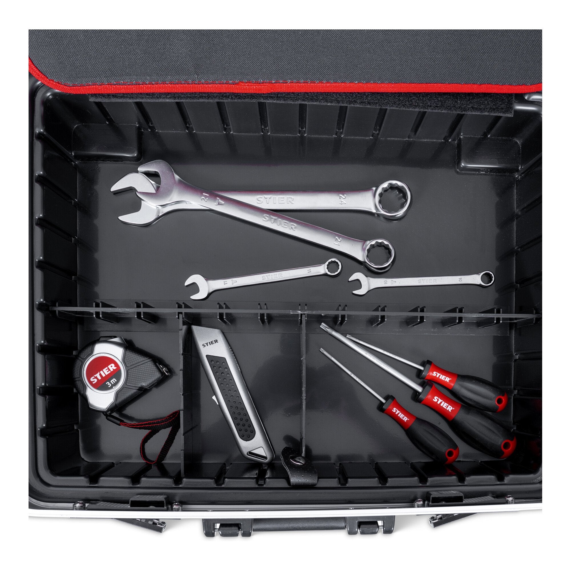 STIER Werkzeugkoffer Trolley leer schwarzer Werkzeugkasten 6,5 kg