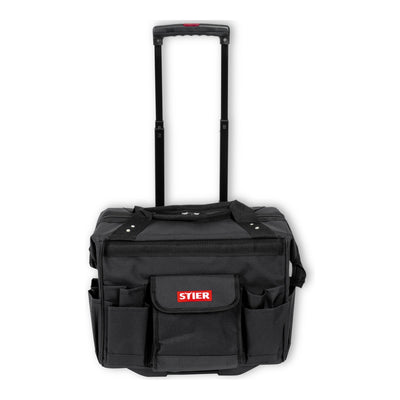 STIER Werkzeugtrolley Premium+ leer Werkzeugkoffer schwarz 19 Fächer reißfest