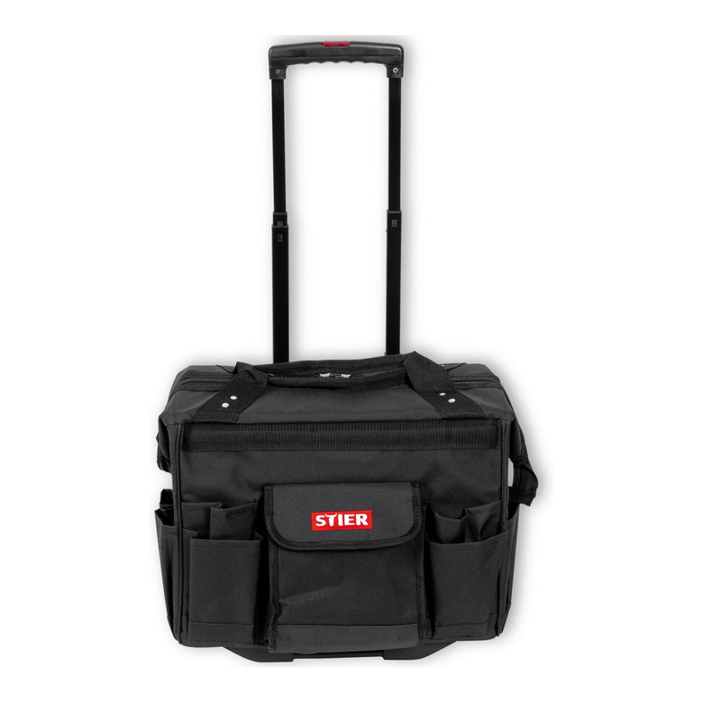 STIER Werkzeugtrolley Premium+ leer Werkzeugkoffer schwarz 19 Fächer reißfest