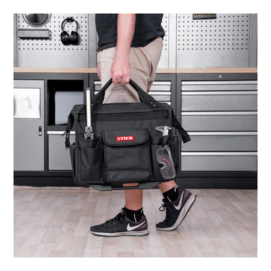 STIER Werkzeugtrolley Premium+ leer Werkzeugkoffer schwarz 19 Fächer reißfest
