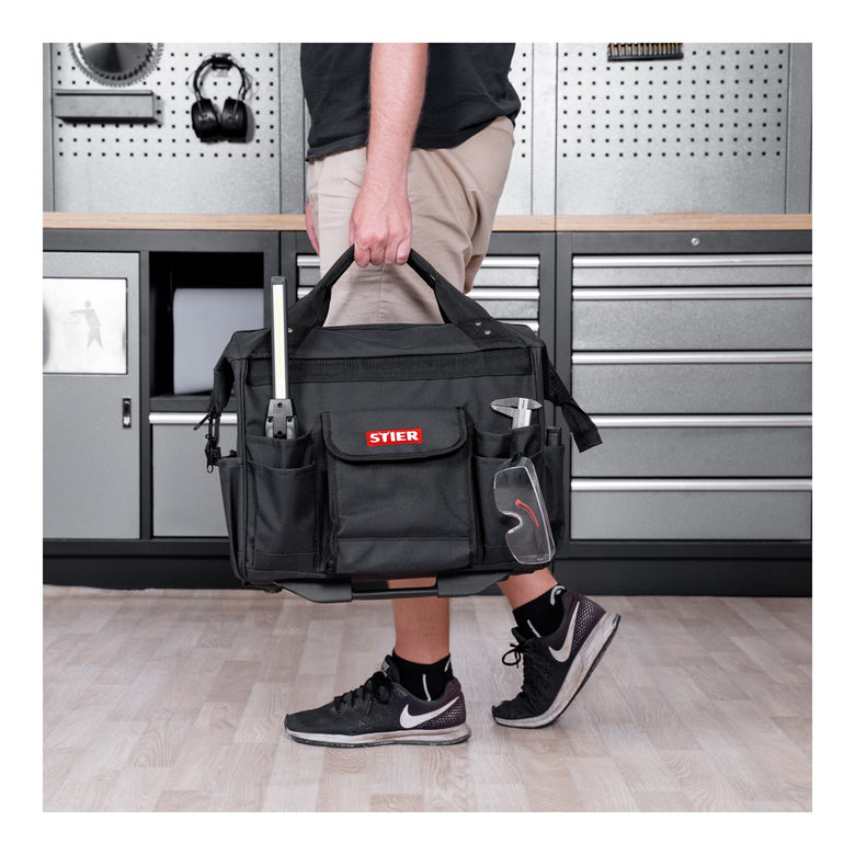 STIER tool trolley Premium+ empty tool case black 19 compartments tear-resistant