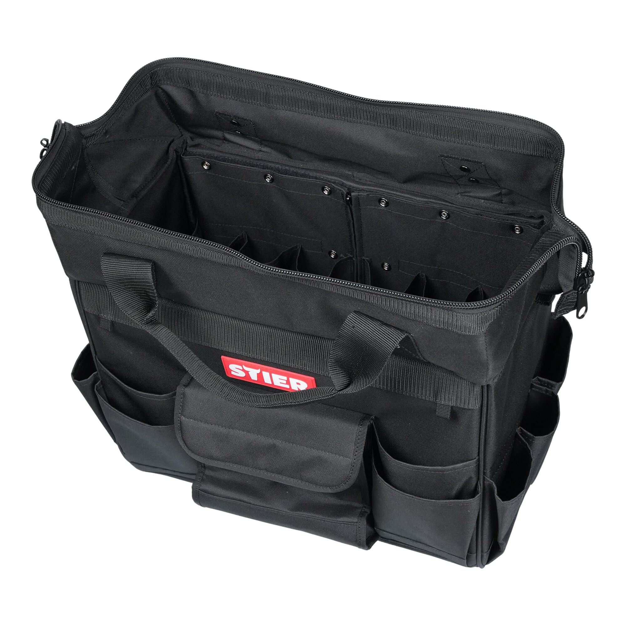STIER Werkzeugtrolley Premium+ leer Werkzeugkoffer schwarz 19 Fächer reißfest
