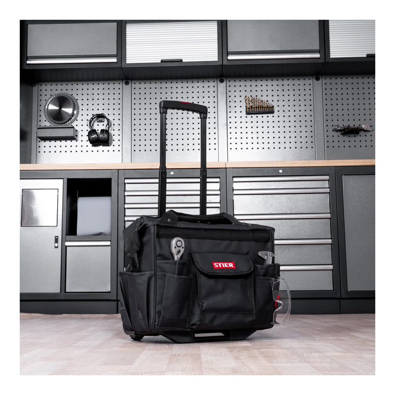 STIER tool trolley Premium+ empty tool case black 19 compartments tear-resistant