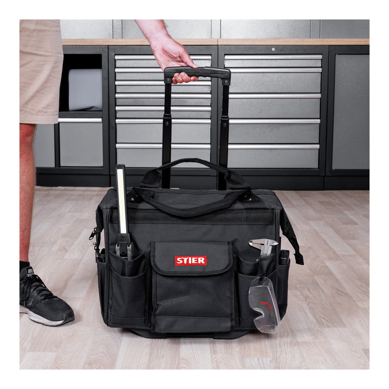 STIER tool trolley Premium+ empty tool case black 19 compartments tear-resistant