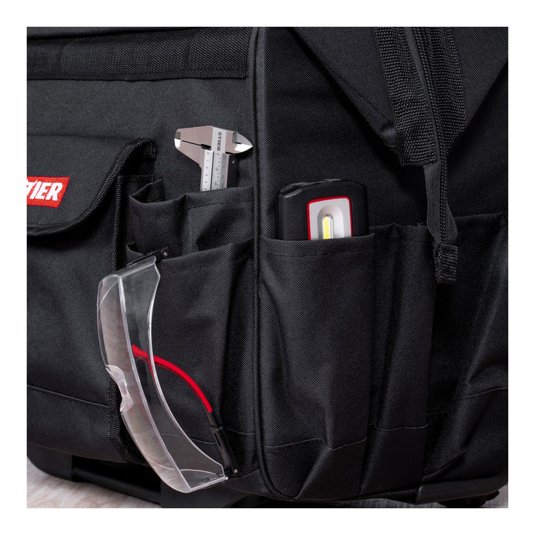 STIER Werkzeugtrolley Premium+ leer Werkzeugkoffer schwarz 19 Fächer reißfest
