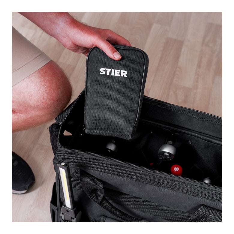 STIER Werkzeugtrolley Premium+ leer Werkzeugkoffer schwarz 19 Fächer reißfest