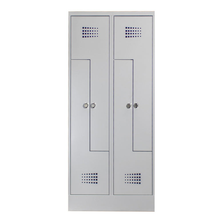 STIER Z-Garderobenspind Premium mit Sockel 4 Abteile Drehriegel lichtgrau