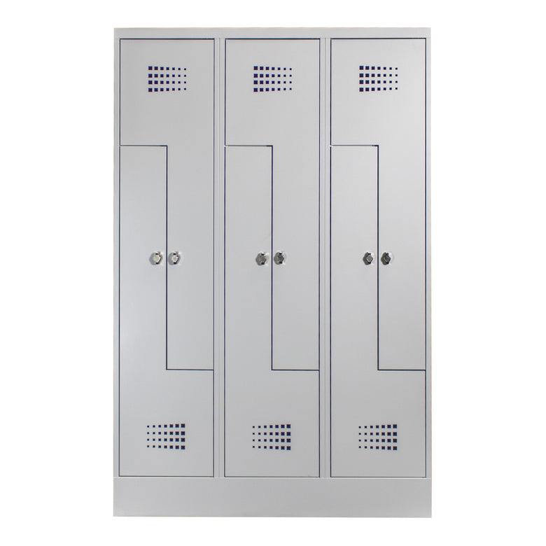 STIER Z-Garderobenspind Premium mit Sockel 6 Abteile Drehriegel lichtgrau