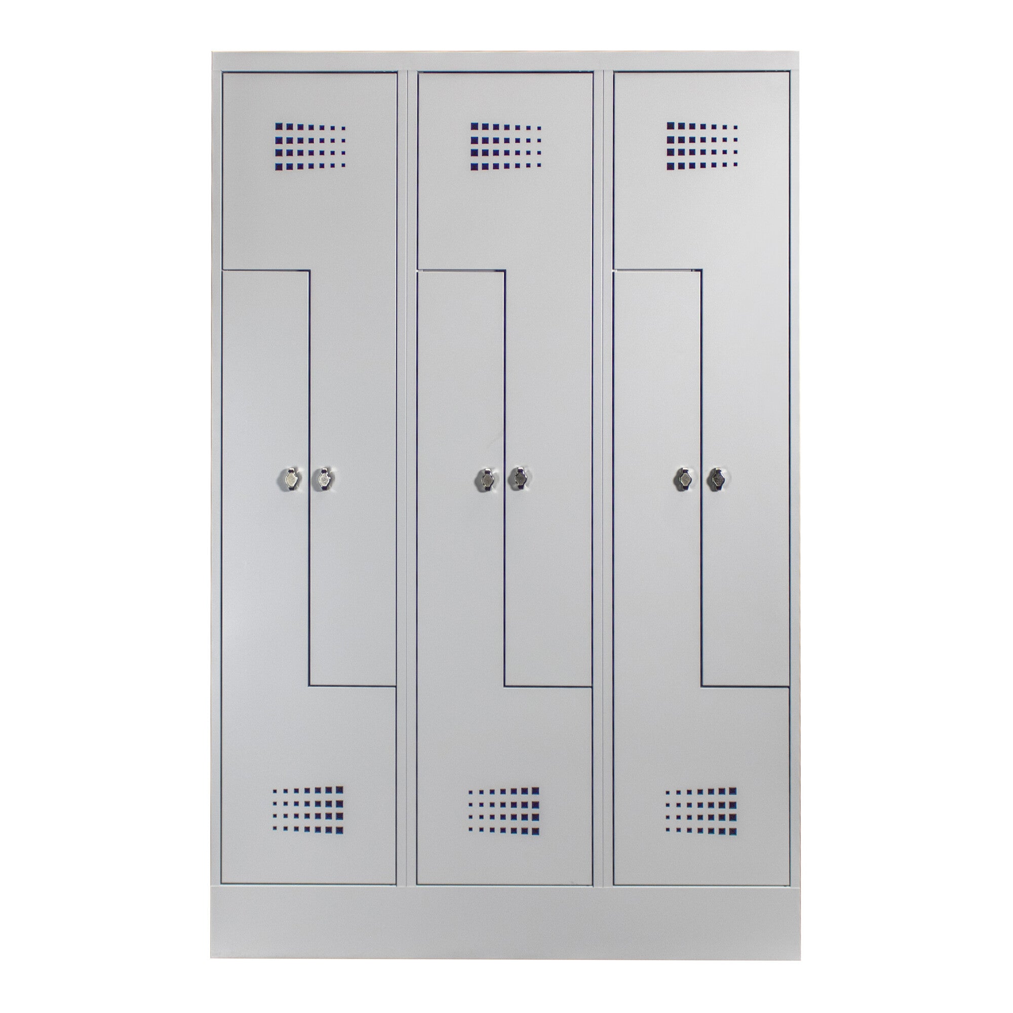 STIER Z-Garderobenspind Premium mit Sockel 6 Abteile Drehriegel lichtgrau